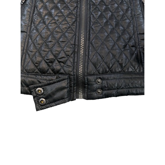 Pink Platinum Women's Black Quilted Hooded Puffer Jacket Zip Front Size S - Picture 6 of 8